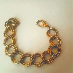 7.5" Gold Tone Double Link Bracelet